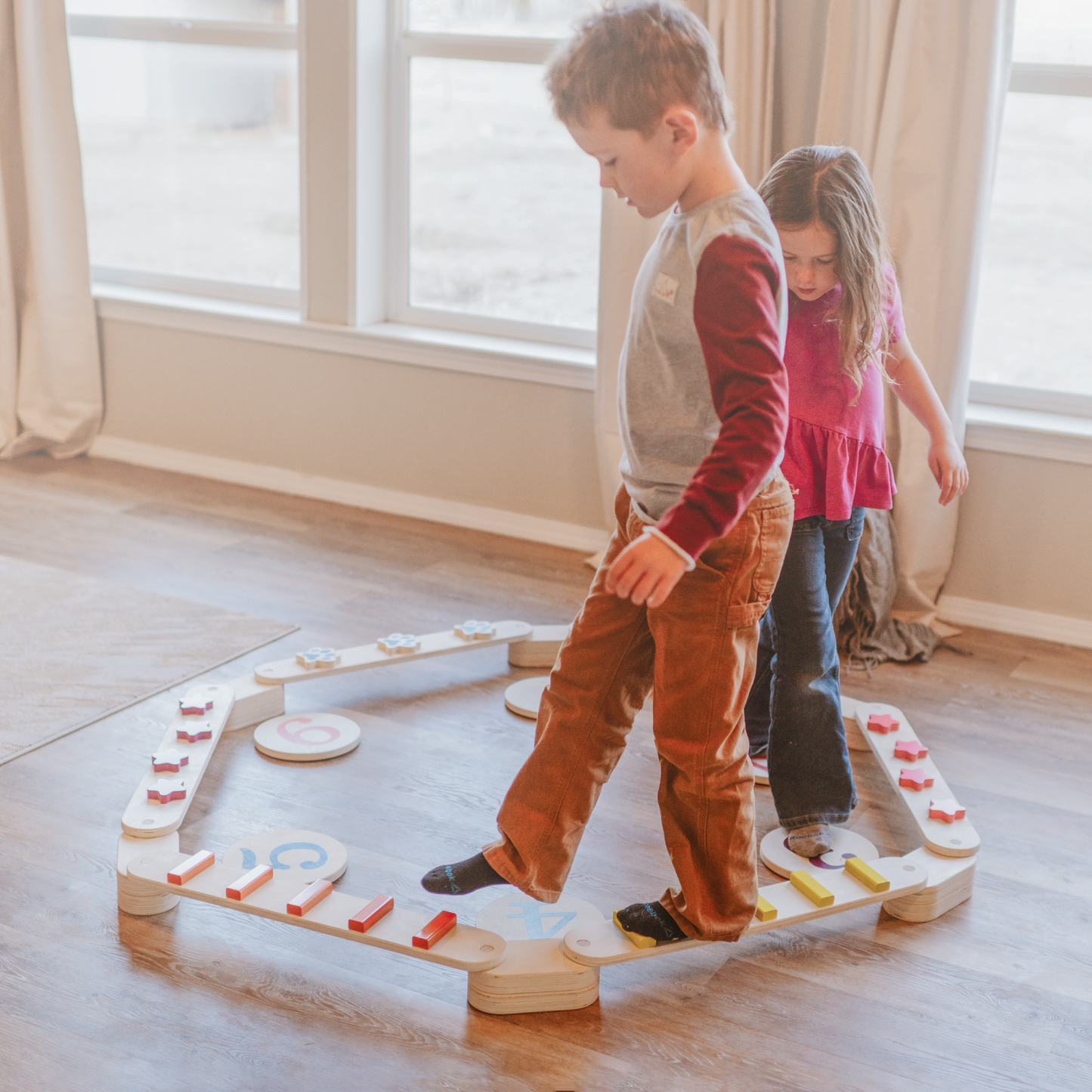 Stackable Wooden Balance Beam Obstacle Course