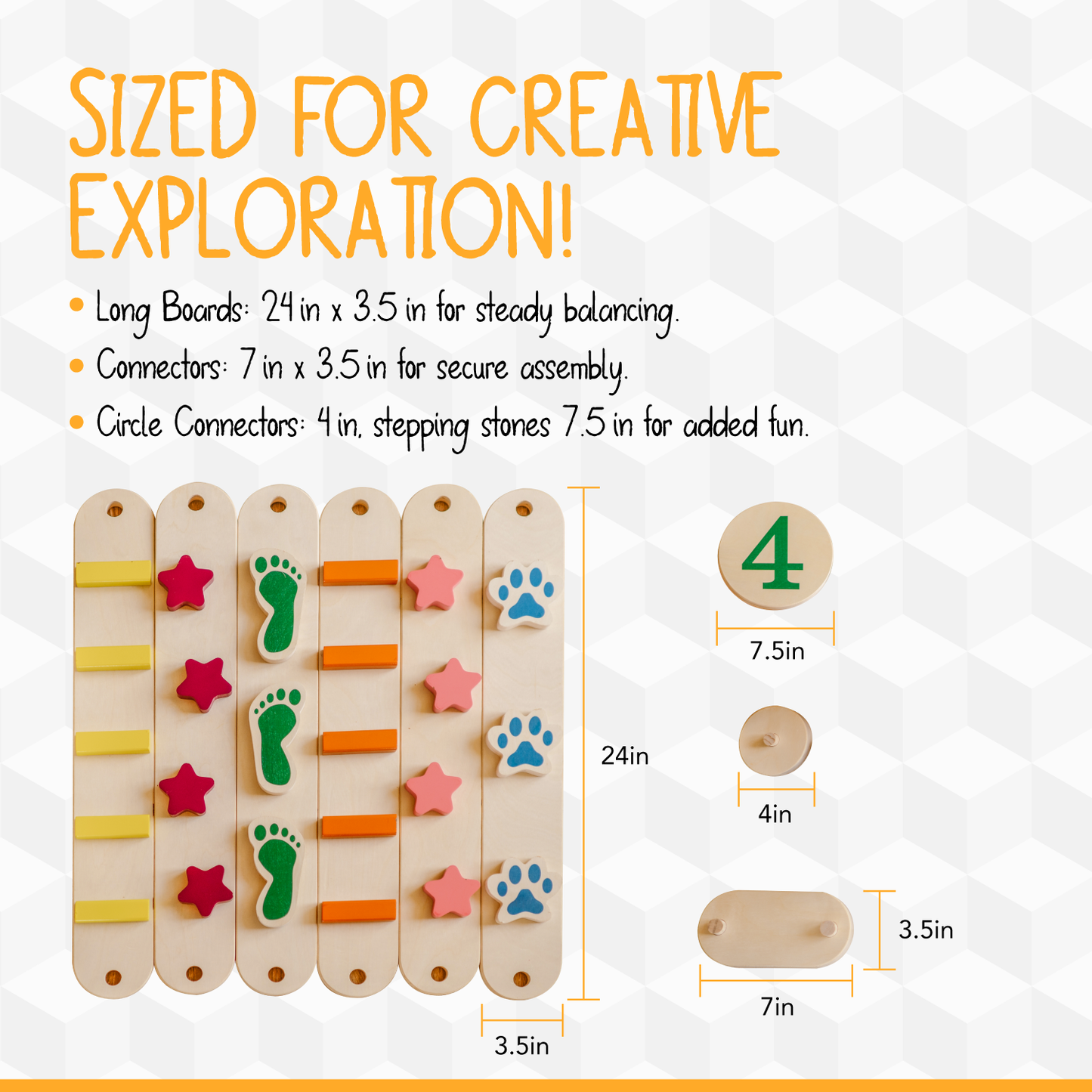 Stackable Wooden Balance Beam Obstacle Course
