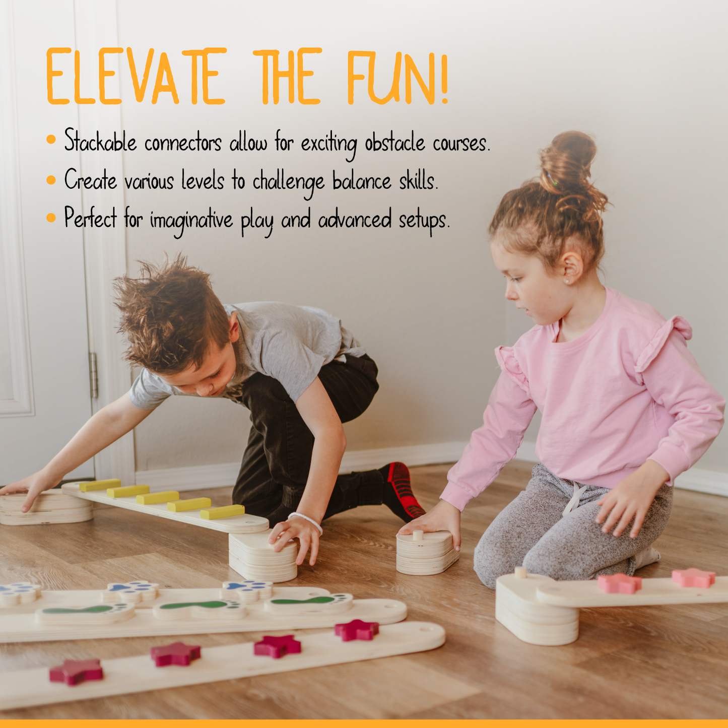 Stackable Wooden Balance Beam Obstacle Course